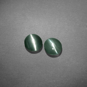 Gemas de chrysoberyl cat's eye verde natural de  ct, corte óvalo, translúcido