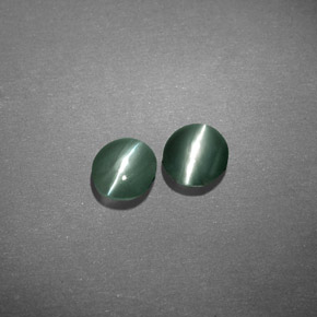 Gemas de chrysoberyl cat's eye verde natural de  ct, corte óvalo, translúcido