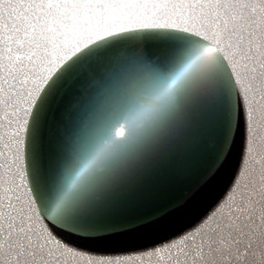 Chrysoberyl cat's eye verde natural de 2,48 ct, corte óvalo, opaco