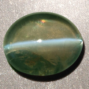 Chrysoberyl cat's eye verde natural de 0,92 ct, transparente, transparente / translúcido