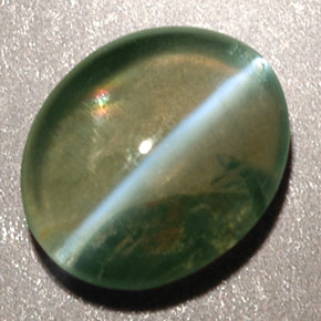 Chrysoberyl cat's eye verde natural de 0,92 ct, transparente, transparente / translúcido