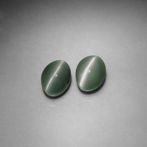 Gemas de chrysoberyl cat's eye verde natural de  ct, corte óvalo, opaco