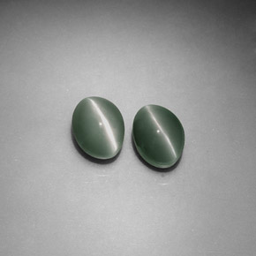 Gemas de chrysoberyl cat's eye verde natural de  ct, corte óvalo, opaco