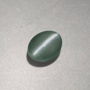 Chrysoberyl cat's eye verde natural de 0,83 ct, corte óvalo, opaco