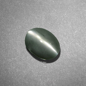 Crisoberilo Ojo de Gato Verde natural de 0.69 ct, Corte Óvalo, Opaco