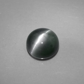 Chrysoberyl cat's eye verde natural de 4,08 ct, corte redondo, opaco
