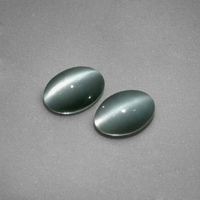 Gemas de chrysoberyl cat's eye verde natural de  ct, corte óvalo, opaco