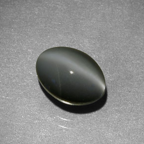 Chrysoberyl cat's eye gris natural de 1,59 ct, corte óvalo, translúcido