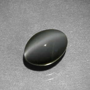 Chrysoberyl cat's eye gris natural de 1,59 ct, corte óvalo, translúcido