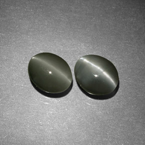 Gemas de chrysoberyl cat's eye verde natural de  ct, corte óvalo, opaco