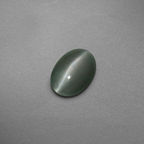 Chrysoberyl cat's eye verde natural de 0,59 ct, corte óvalo, translúcido