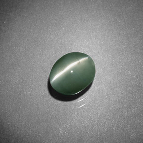 Chrysoberyl cat's eye verde natural de 0,93 ct, corte óvalo, translúcido