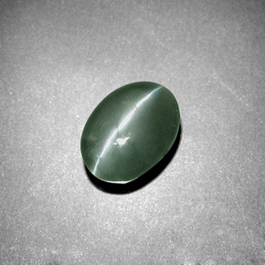 Chrysoberyl cat's eye verde natural de 3,04 ct, corte óvalo, opaco