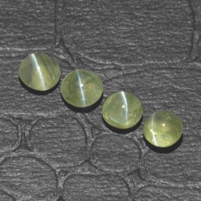 Gemas de chrysoberyl cat's eye verde natural de 1,42 ct, corte redondo, translúcido