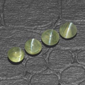 Gemas de chrysoberyl cat's eye verde natural de 1,42 ct, corte redondo, translúcido