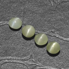 Gemas de chrysoberyl cat's eye verde natural de 1,88 ct, corte redondo, translúcido
