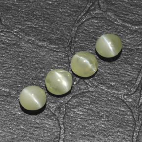 Gemas de chrysoberyl cat's eye verde natural de 1,54 ct, corte redondo, translúcido