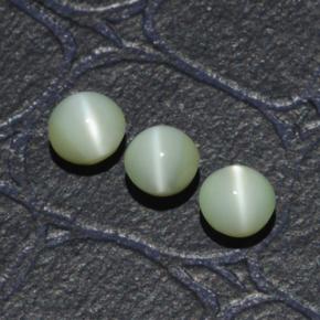 Gemas de Crisoberilo Ojo de Gato Verde natural de 1.31 ct, Corte Redondo, Translúcido
