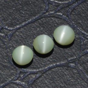Gemas de Crisoberilo Ojo de Gato Verde natural de 1.31 ct, Corte Redondo, Translúcido