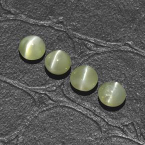 Gemas de chrysoberyl cat's eye verde natural de 1,66 ct, corte redondo, translúcido