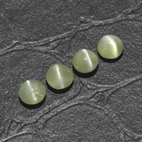 Gemas de chrysoberyl cat's eye verde natural de 1,66 ct, corte redondo, translúcido