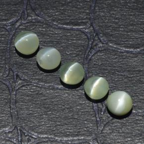 Gemas de chrysoberyl cat's eye verde natural de 2,53 ct, corte redondo, translúcido
