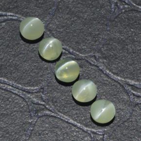Gemas de chrysoberyl cat's eye verde natural de 2,23 ct, corte redondo, translúcido
