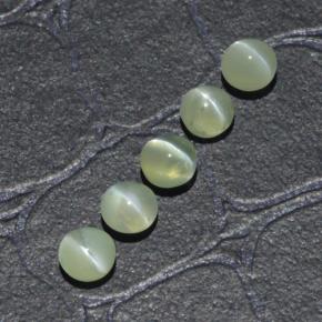 Gemas de chrysoberyl cat's eye verde natural de 2,23 ct, corte redondo, translúcido