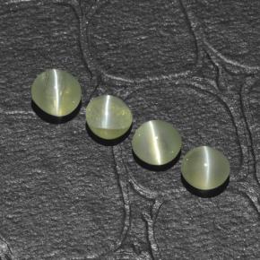 Gemas de chrysoberyl cat's eye verde natural de 1,48 ct, corte redondo, translúcido