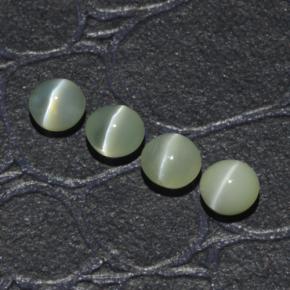 Gemas de chrysoberyl cat's eye verde natural de 1,65 ct, corte redondo, translúcido