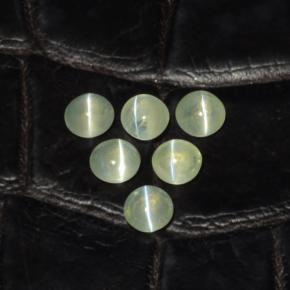 Gemas de chrysoberyl cat's eye verde natural de 2,00 ct, corte redondo, translúcido
