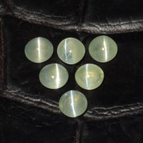 Gemas de chrysoberyl cat's eye verde natural de 2,00 ct, corte redondo, translúcido