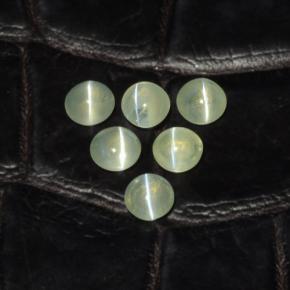 Gemas de chrysoberyl cat's eye verde natural de 2,00 ct, corte redondo, translúcido