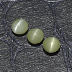 Gemas de chrysoberyl cat's eye verde natural de 1,15 ct, corte redondo, translúcido