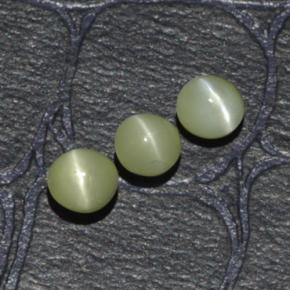 Gemas de chrysoberyl cat's eye verde natural de 1,15 ct, corte redondo, translúcido