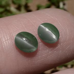 Gemas de chrysoberyl cat's eye verde natural de 1,06 ct, corte óvalo, translúcido