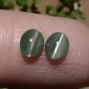Gemas de chrysoberyl cat's eye verde natural de 1,06 ct, corte óvalo, translúcido