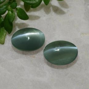 Gemas de Crisoberilo Ojo de Gato Verde natural de 0.99 ct, Corte Óvalo, Translúcido