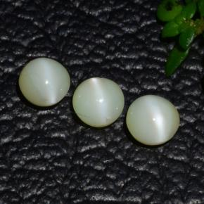 Gemas de crisoberilo ojo de gato verde natural de 1,31 ct, corte redondo, translúcido