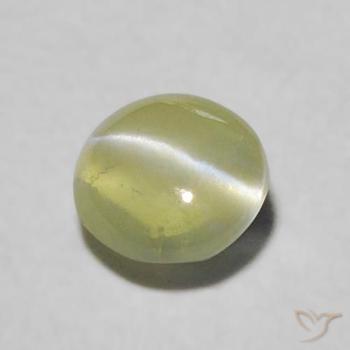 Crisoberilo Ojo de Gato Verde amarillento natural de 0.33 ct, Redondo, Transparente