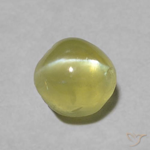 Crisoberilo Ojo de Gato Verde claro natural de 0.39 ct, Redondo, Transparente
