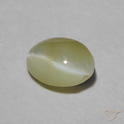 Crisoberilo Ojo de Gato Verde amarillento natural de 0.23 ct, Ovalada, Translúcido