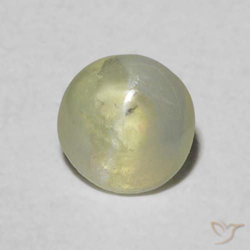 Crisoberilo Ojo de Gato Verde amarillento natural de 0.26 ct, Corte Redondo, Transparente