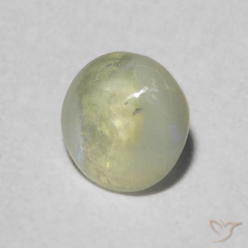 Crisoberilo Ojo de Gato Verde amarillento natural de 0.26 ct, Corte Redondo, Transparente
