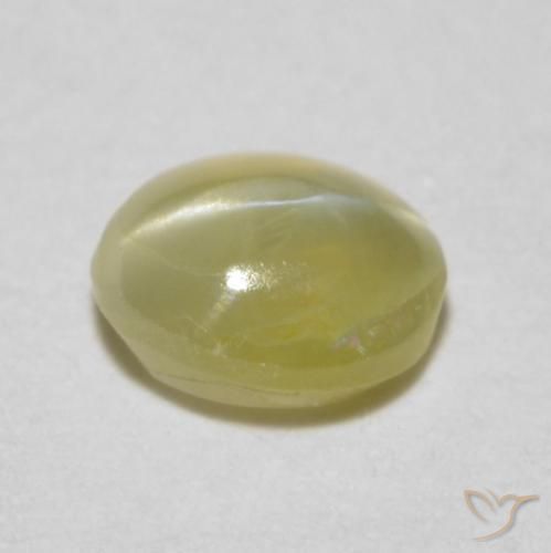 Crisoberilo Ojo de Gato Amarillo claro natural de 0.52 ct, Ovalada, Translúcido