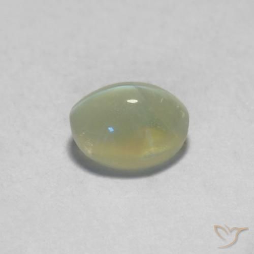 Crisoberilo Ojo de Gato Verde medio natural de 0.36 ct, Ovalada, Translúcido