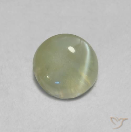 Crisoberilo Ojo de Gato Verde grisáceo natural de 0.52 ct, Ovalada, Translúcido