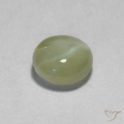 Crisoberilo Ojo de Gato Verde grisáceo natural de 0.52 ct, Ovalada, Translúcido