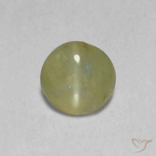 Crisoberilo Ojo de Gato Amarillo crema pálido natural de 0.46 ct, Ovalada, Translúcido