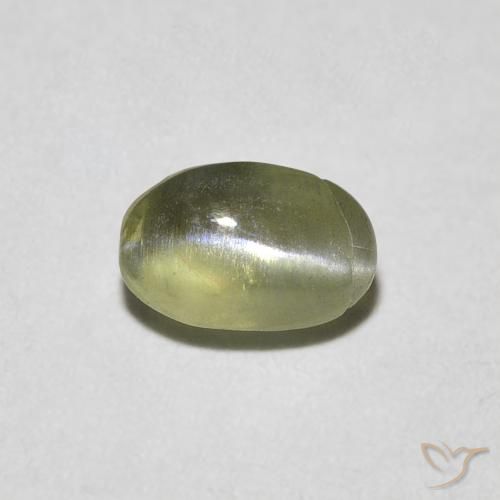 0.55ct Natural Medium Dark-Green Crisoberilo Ojo de Gato, Ovalada, Translúcido